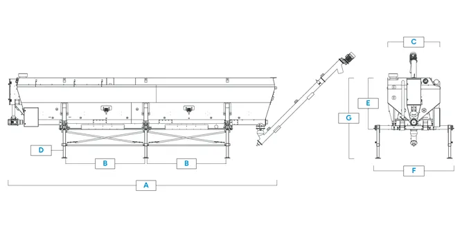 Dibujo de referencia para silo horizontal Serie ORC